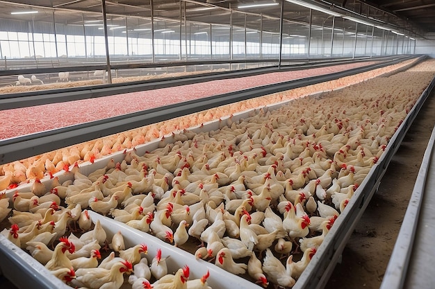 Photo a large poultry farm with chickens and roosters meat and egg production agriculture poultry farming industrial business