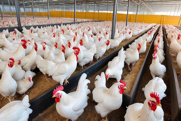 Photo a large poultry farm with chickens and roosters meat and egg production agriculture poultry farming industrial business