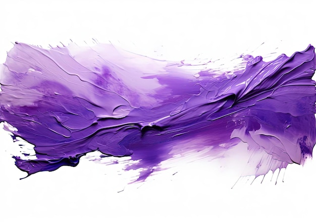 Photo large purple paint stroke isolated on white in the style of digitally enhanced