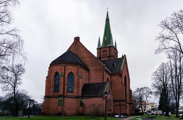 Large red brick Lutheran church