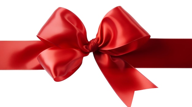 A large red ribbon bow on the left of along straight