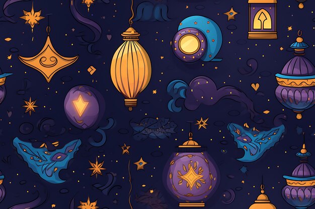 Foto grande ripetizione modello illustrazione tema ramadhan ai immagine