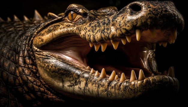 Large reptile tooth danger lurking in nature generated by AI