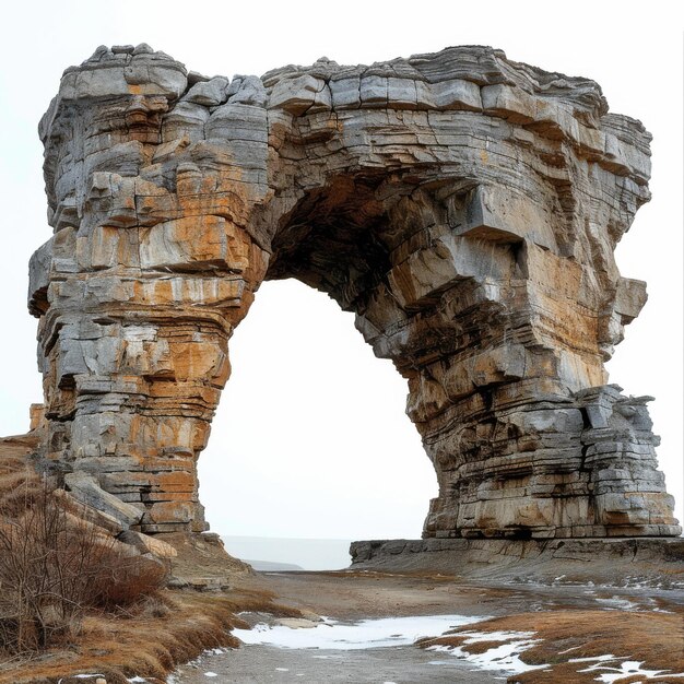 Photo a large rock formation in the shape of an arch