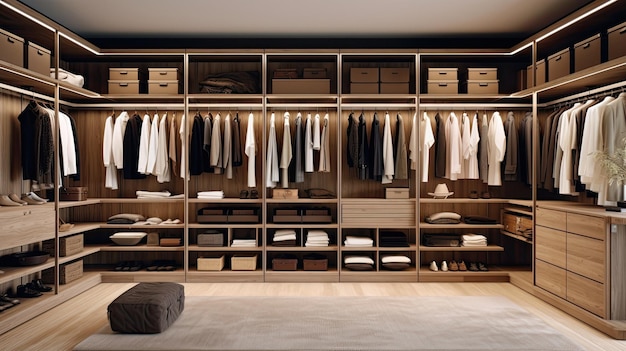 A large room with a large closet with a large closet full of clothes.