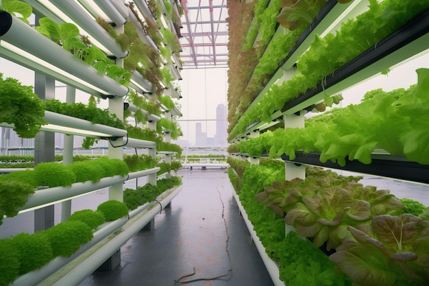 A large room with a lot of lettuce on it