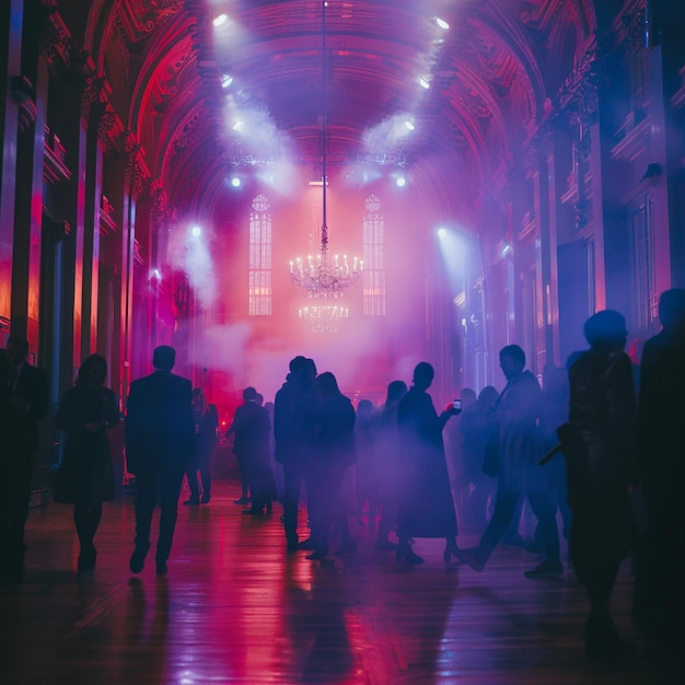 a large room with a sign that says  welcome  on the top