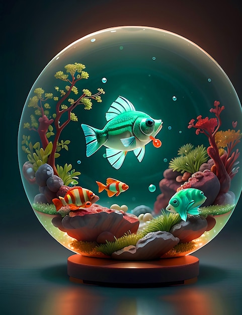 Premium Photo  Large round aquarium with empty space and illuminated bottom