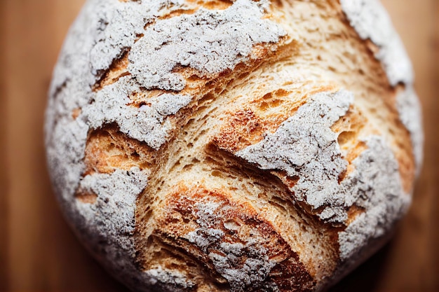 Фото Большая круглая буханка вкусного домашнего хлеба на закваске