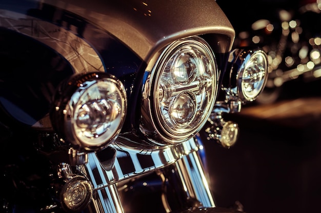 Large and round motorcycle headlights