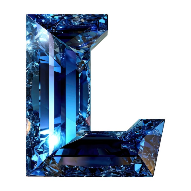 A large sapphire letter L isolated from White background