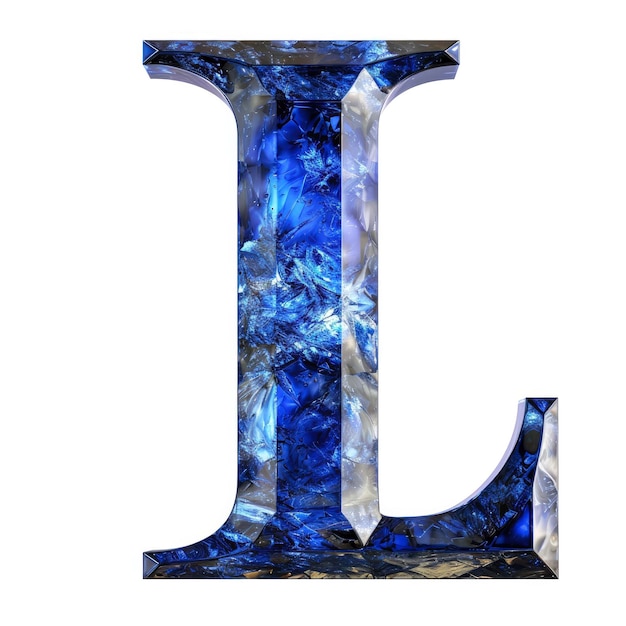 Photo a large sapphire letter l isolated from white background