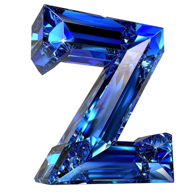 Photo a large sapphire letter z isolated from white background