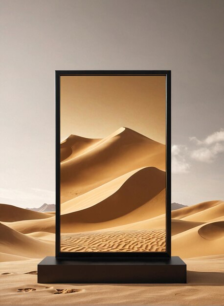 Photo a large screen on a desert