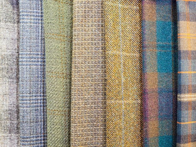 A large selection of bright plaid fabrics in the fabric store.\
close-up of cellular tissue samples.