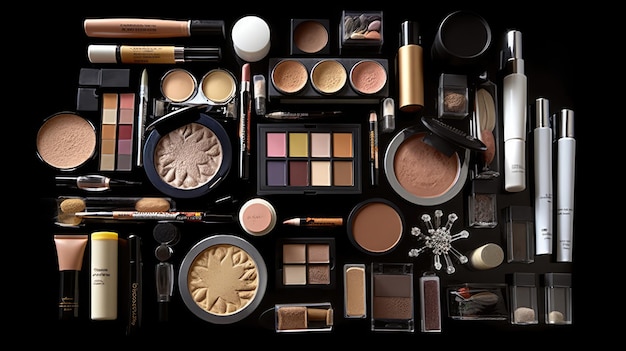 A large selection of makeup including a large set of makeup.