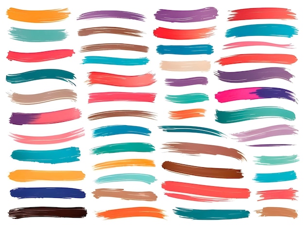 Large set of colorful brushstrokes