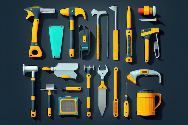 Large set of construction tools Generative Ai