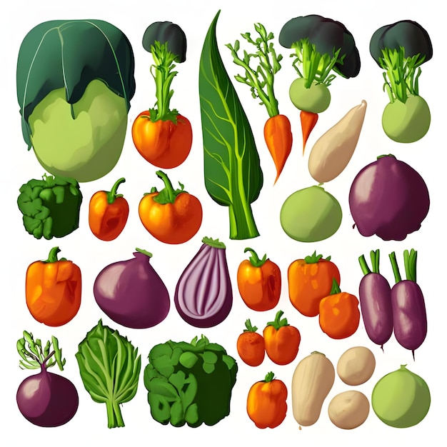 Photo large set isolated vegetables white background 0