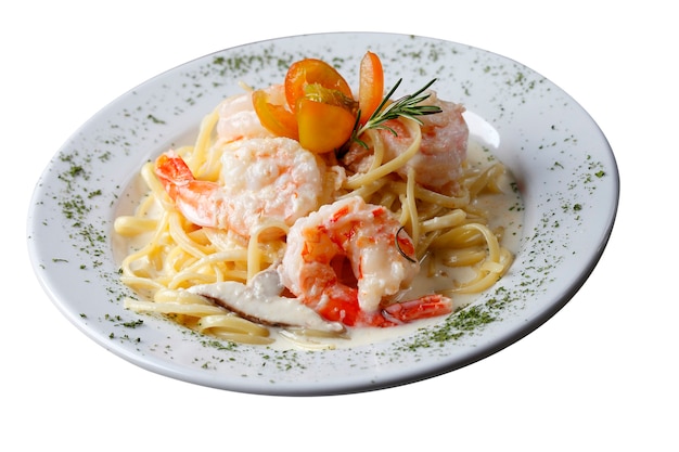 Large shrimp with pasta