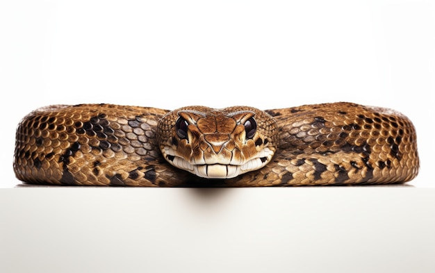 Photo large snake with mouth open on white surface