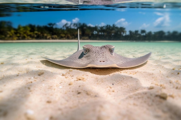 A large southern whiptail stingray dasyatis americana with a olive grey