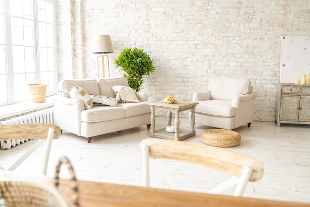 large spacious room with a trendy loft design