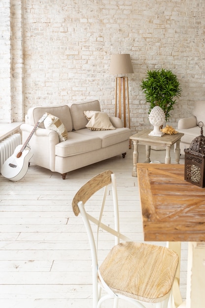 large spacious room with a trendy loft design