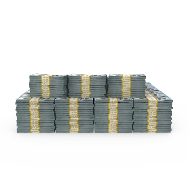 Photo a large stack of cash is stacked in a pile.