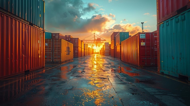 A Large Stack of Containers on Cement Floor