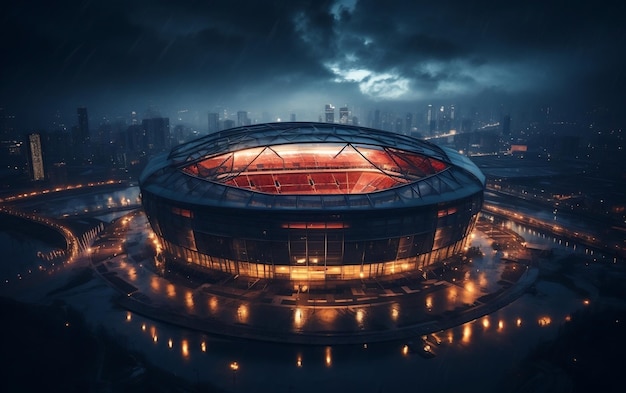 Large Stadium with Bright Lights Generative Ai