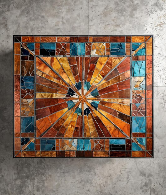 Photo a large stained glass panel with a circular design