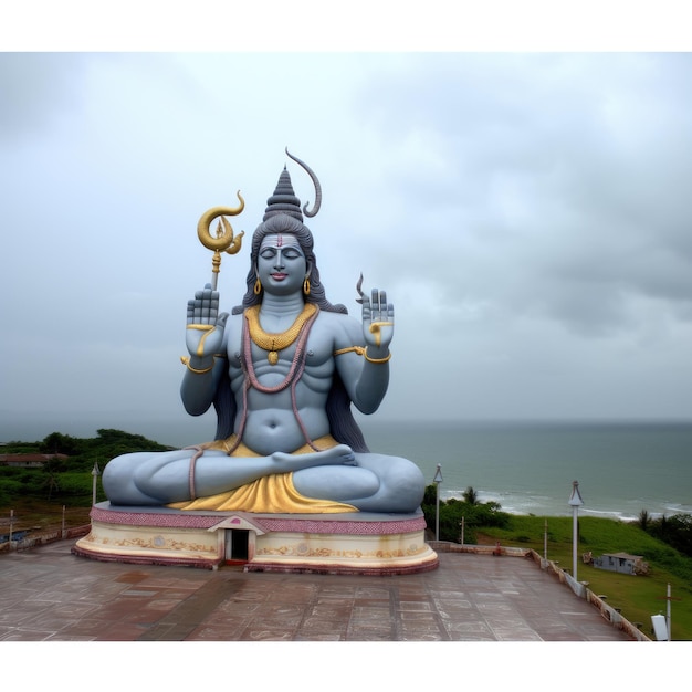 Photo a large statue of a god with the word shiva on it