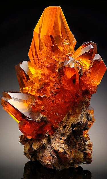 A large stone of caramel nd other minerals are found on a tree stump