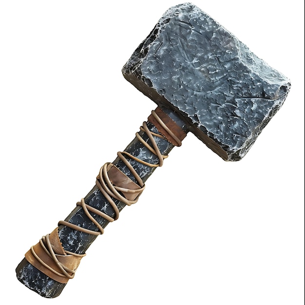 Photo a large stone hammer with a black stone on it