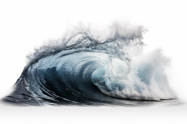 Photo large stormy sea wave in deep blue isolated on white created with generative ai