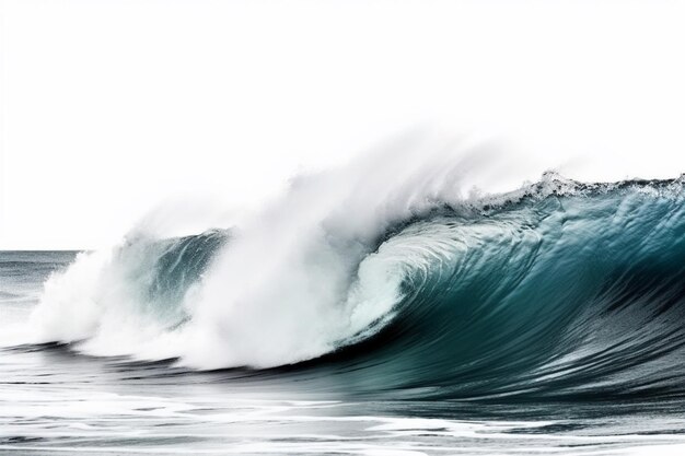 Large Stormy Sea Wave in Deep Blue Isolated on White Created with Generative AI