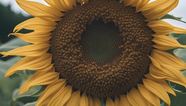 Photo a large sunflower with a center that says  sunflower