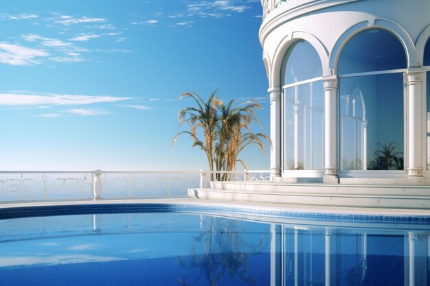 Large Swimming Pool Overlooking Ocean