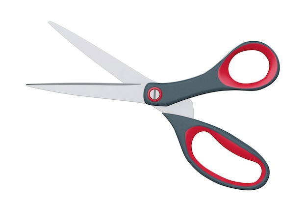 Photo large tailoring scissors on a white background. 3d rendering.