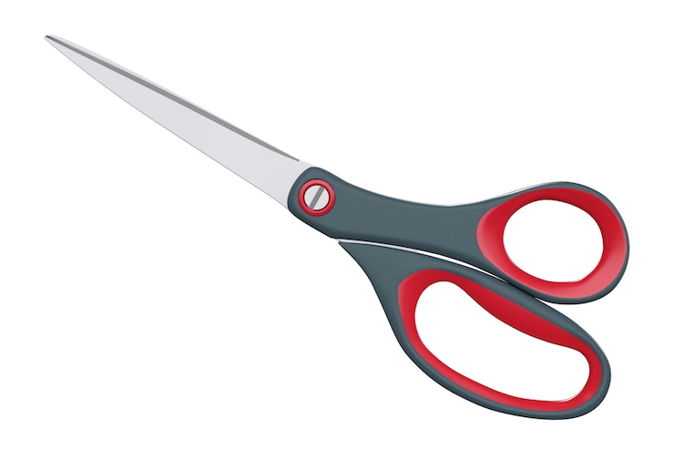 Photo large tailoring scissors on a white background. 3d rendering.