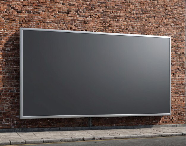 a large television on a brick wall