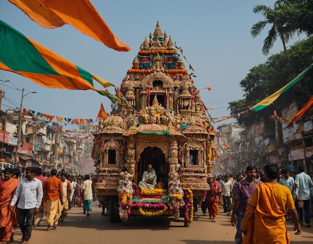 Photo a large temple with a number of people on it