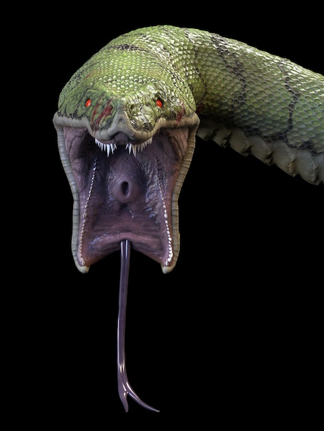 A large, toothy snake. 3d rendering