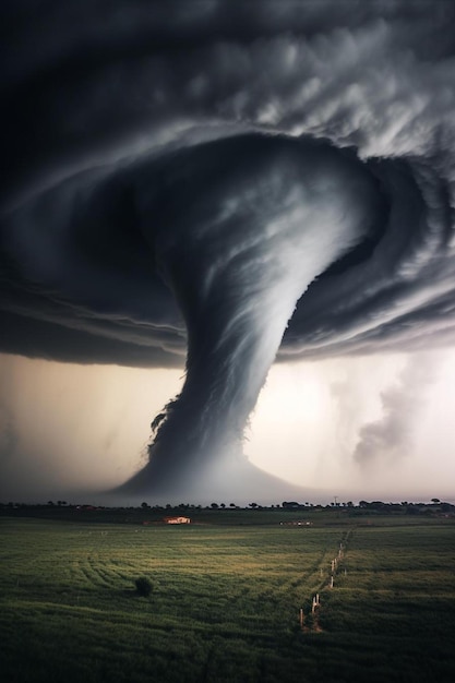 Photo a large tornado cloud is in the sky