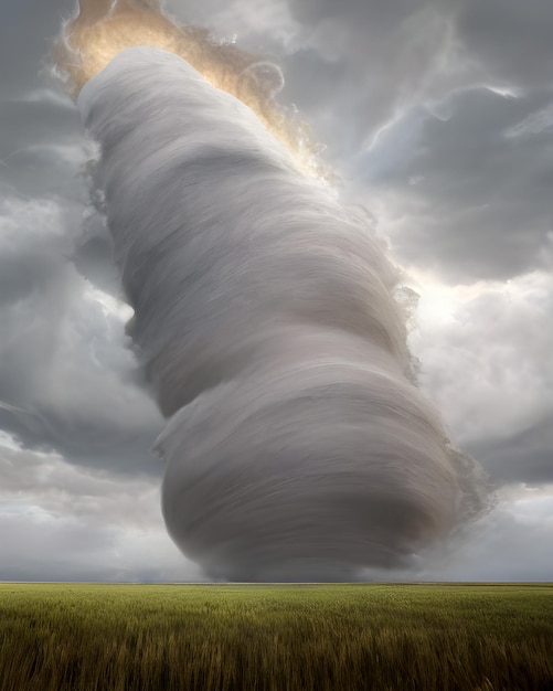 Large tornado in prairie generative ai illustration