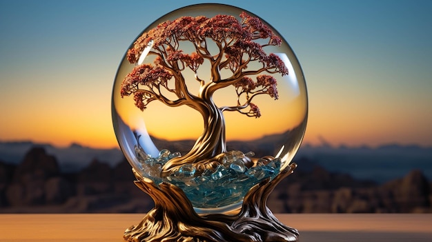Фото Большой деревянный хрустальный шар высокой четкости hd фотографическое творческое изображение