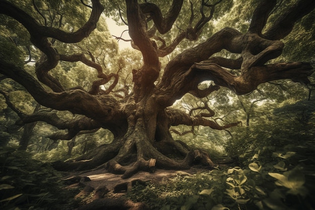 A large tree in a forest with the word tree on it