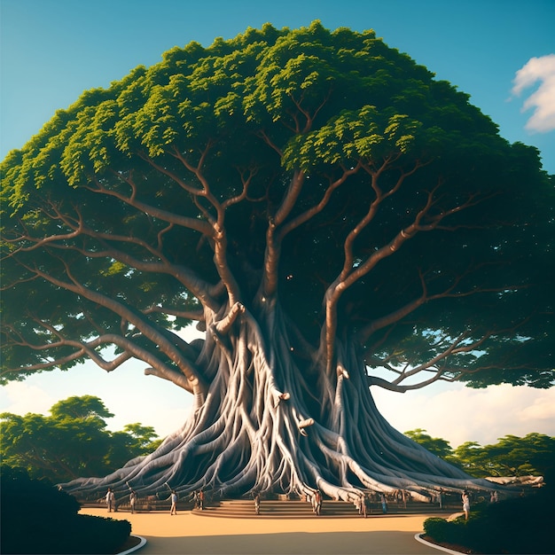 盆栽と書かれた大きな木