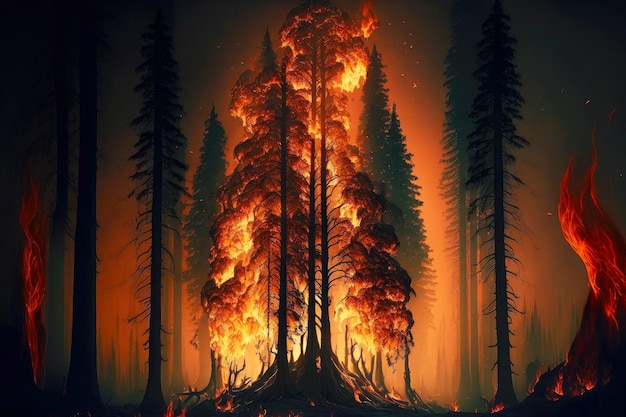 Forest Fire Disaster Illustration Trees Burning Stock Illustration  2288254307 | Shutterstock